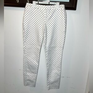 Maison Jules Cropped Pants White w/ Black Polka Dots Size 2